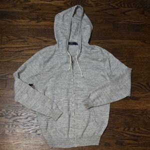 J Crew Gray Hooded Zipup Men's Sweater